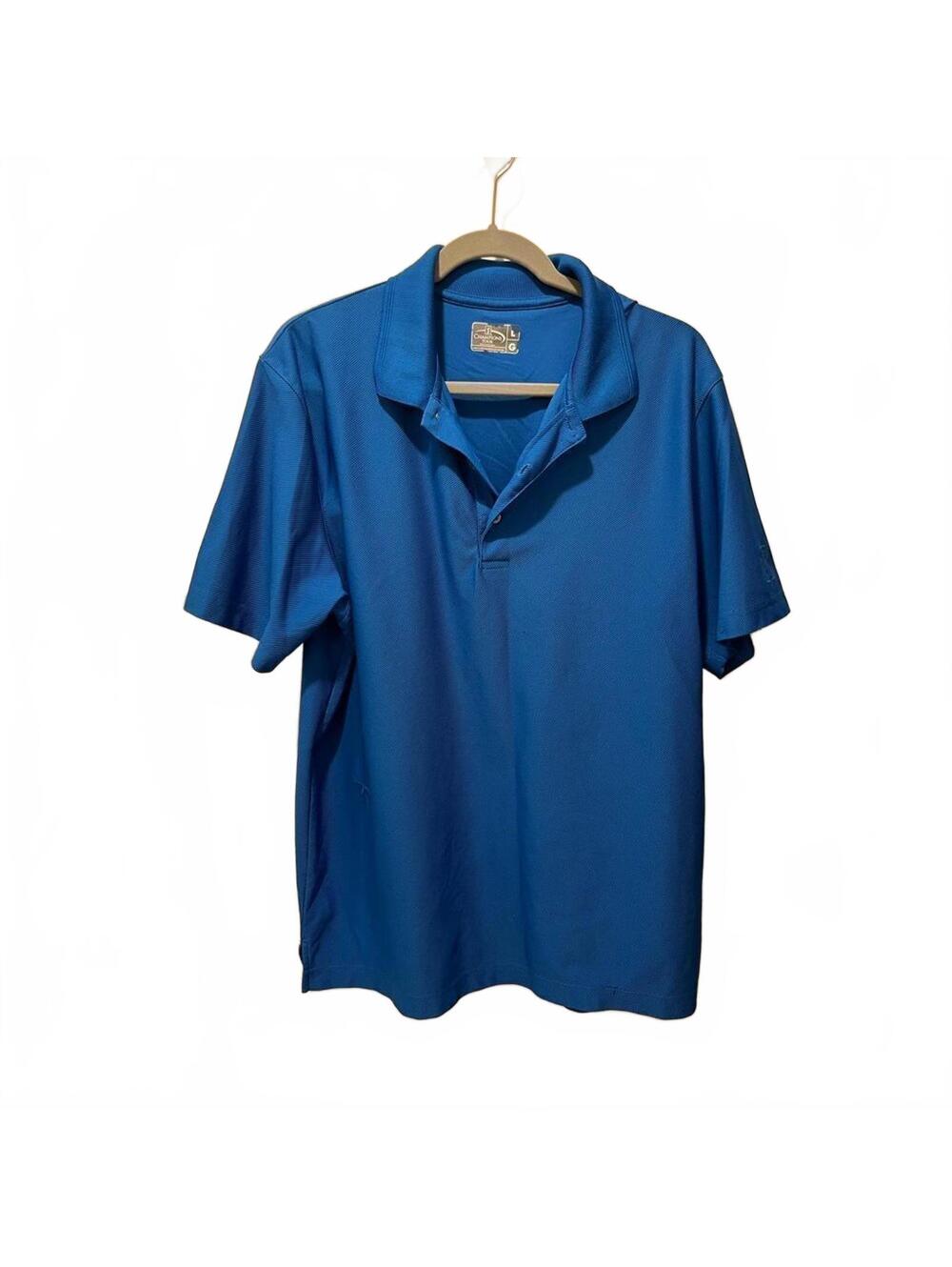PGA CHAMPIONS GOLF TOUR bold blue short sleeve polo, men’s size L